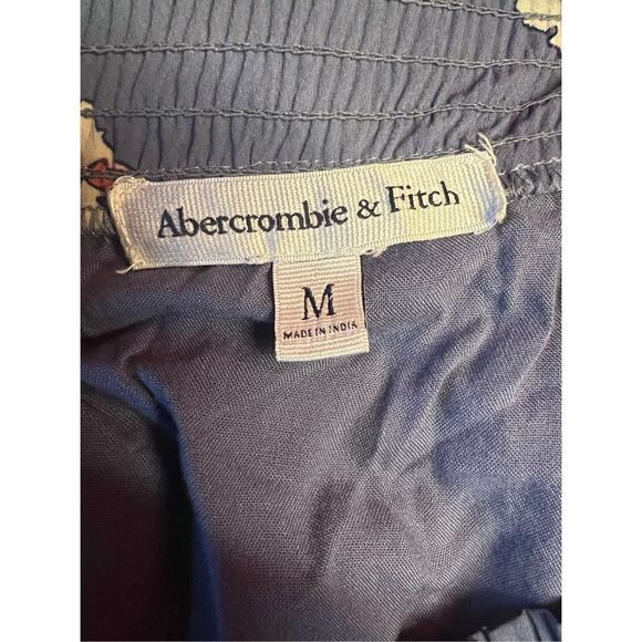 Abercrombie & Fitch Women's M Blue Dress Long Sleeve Floral Off Shoulder Mini - Picture 4 of 4